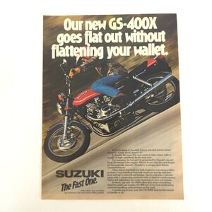 Vintage Suzuki GS400X Print Ad Motorcycle Bike Retro Garage Decor Wall Art 1978